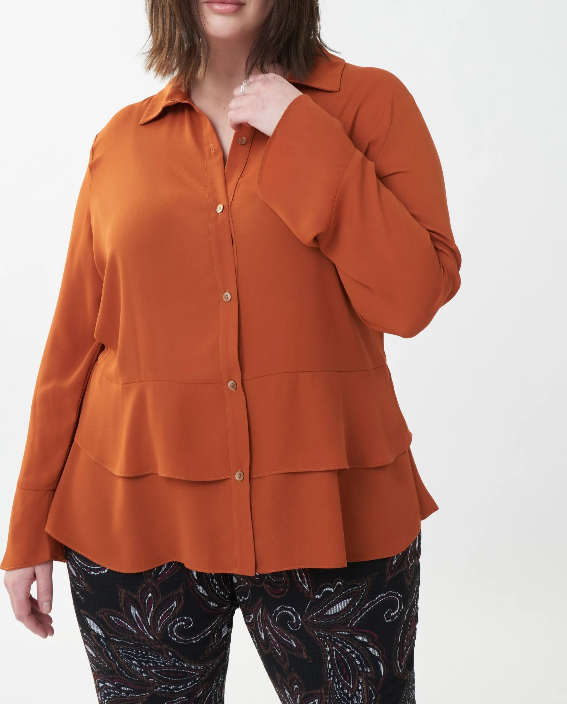 Button Up Drape Blouse