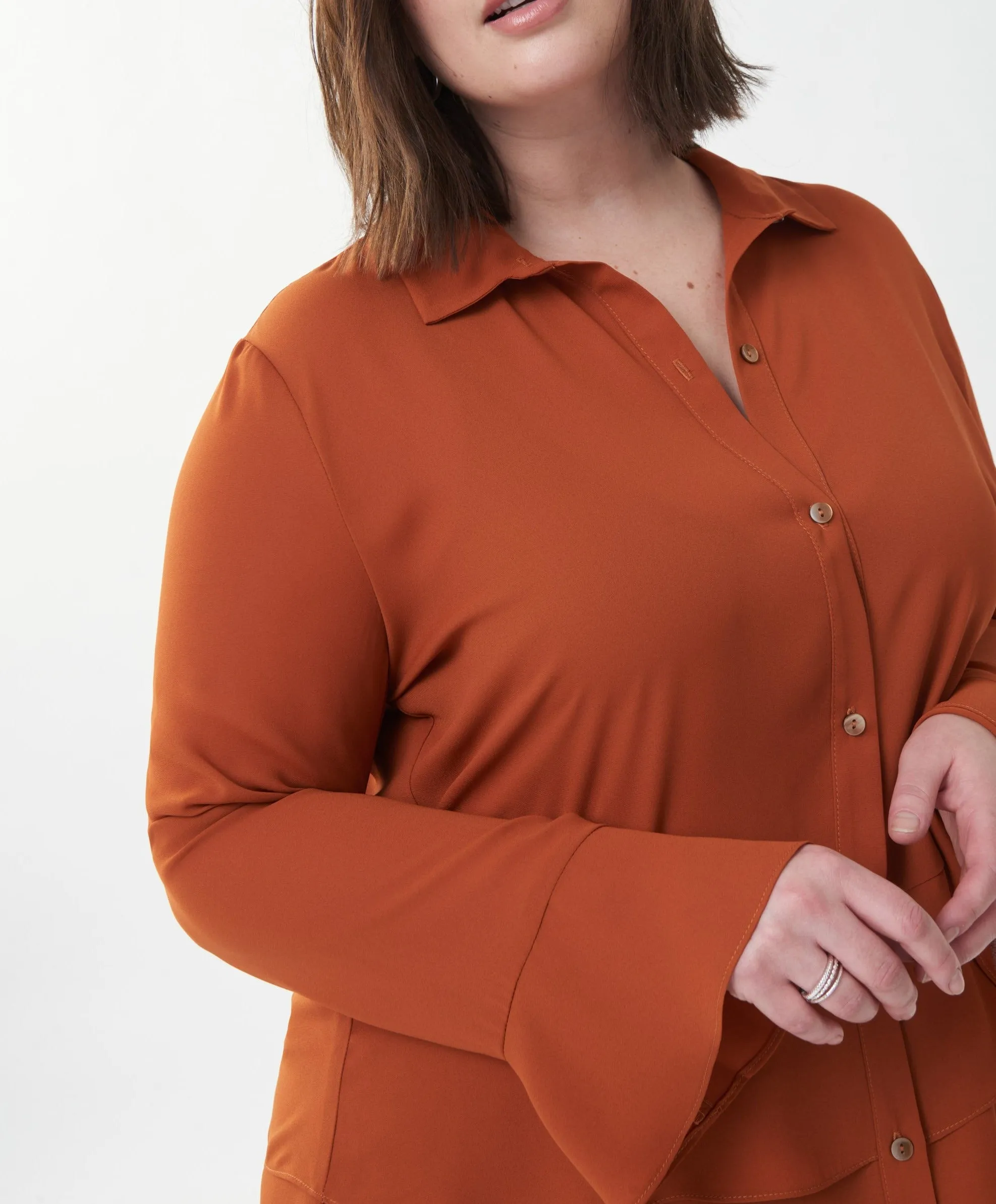 Button Up Drape Blouse