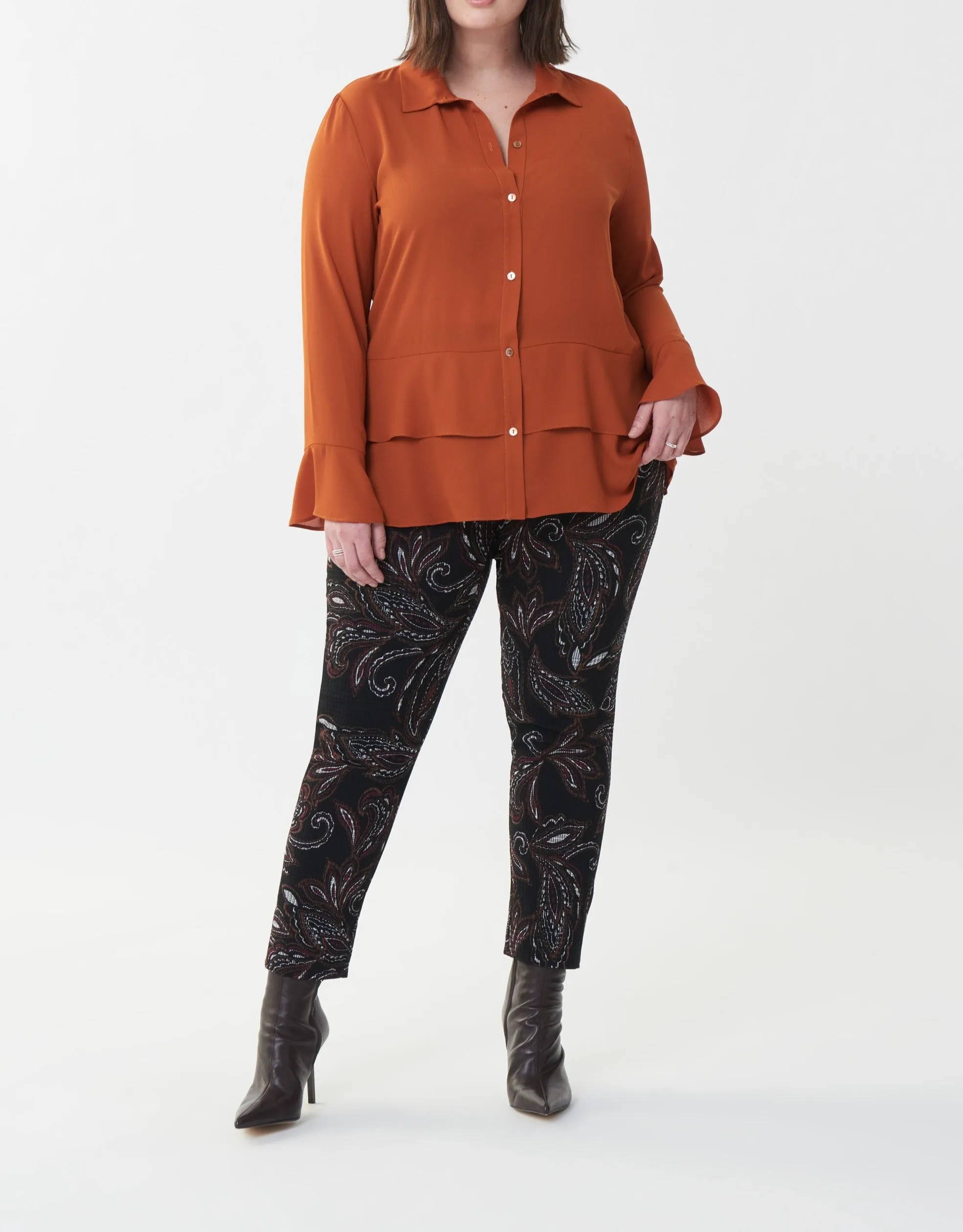 Button Up Drape Blouse