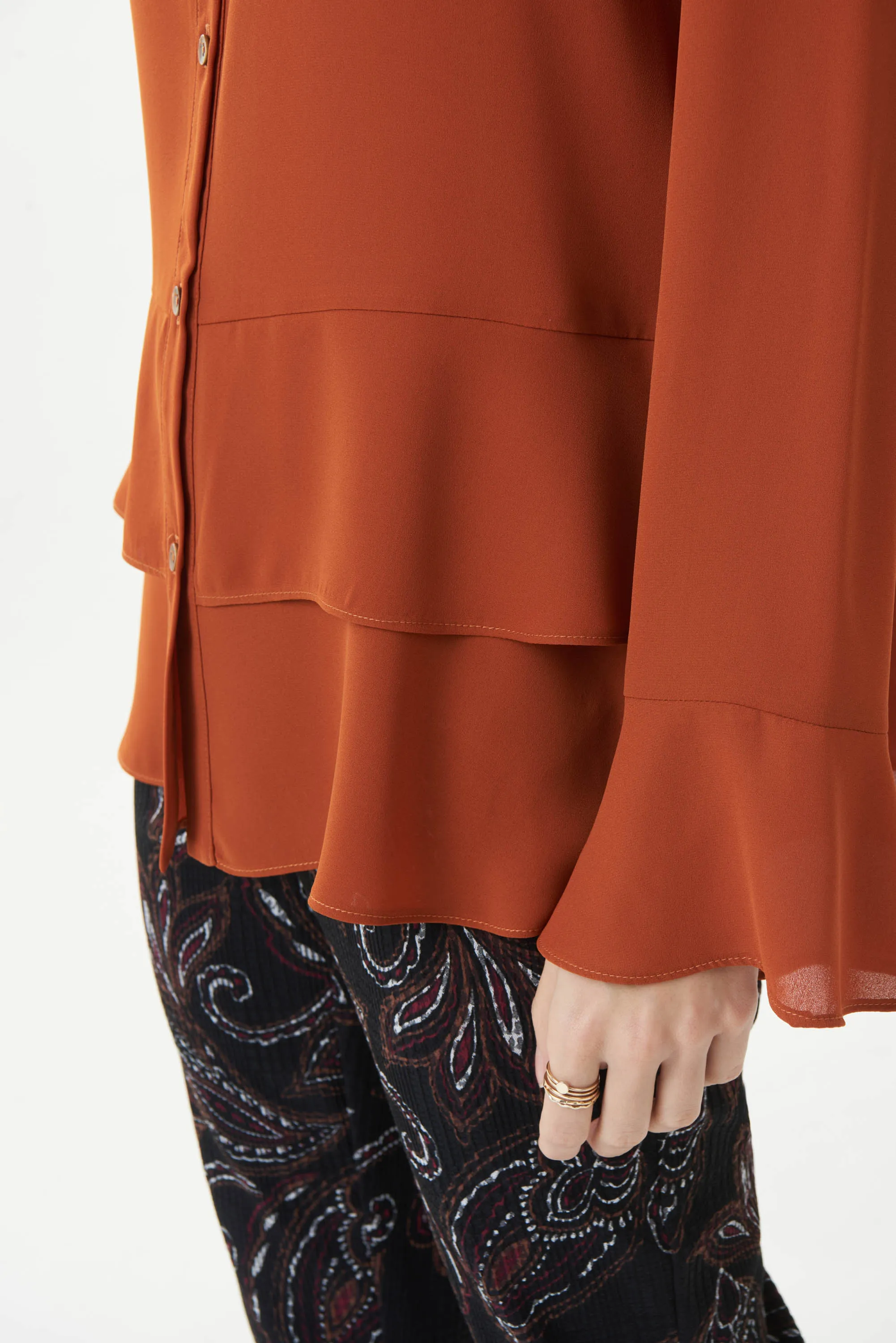 Button Up Drape Blouse