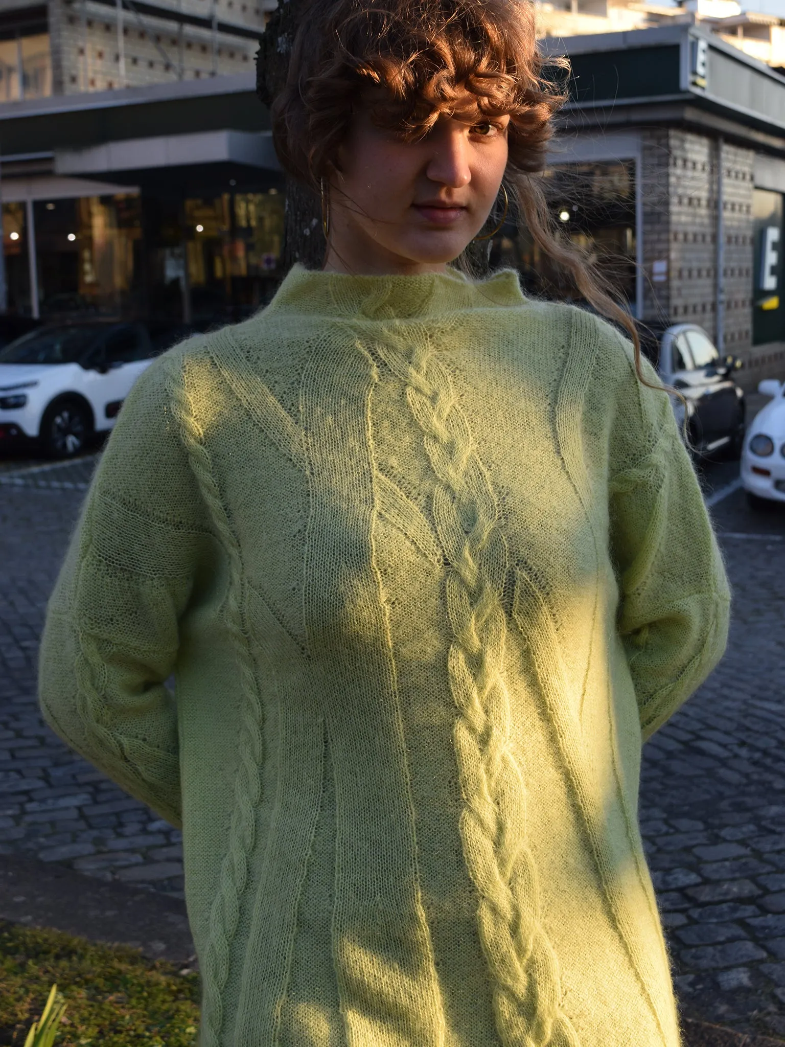 Cable pullover, lime