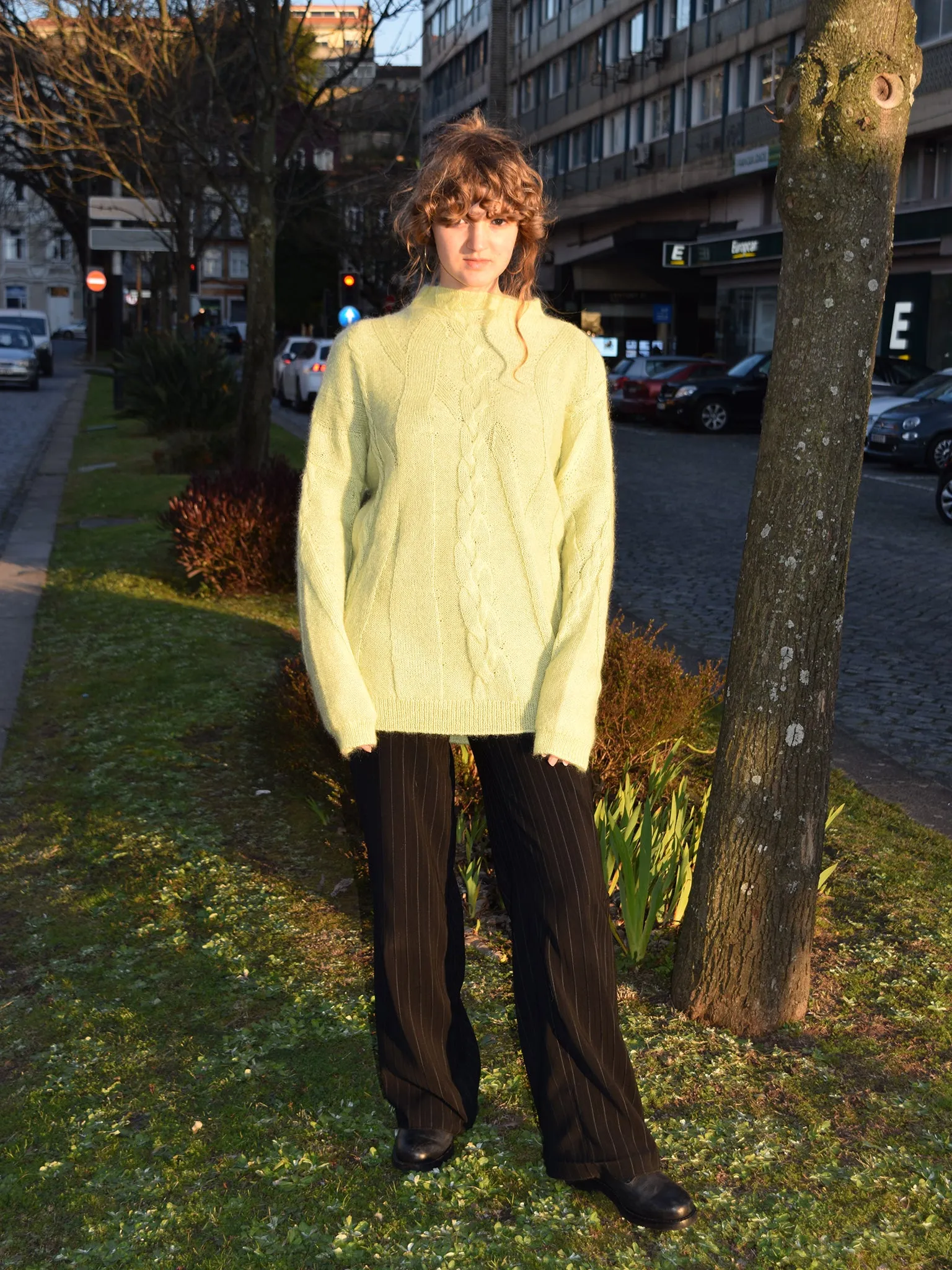 Cable pullover, lime
