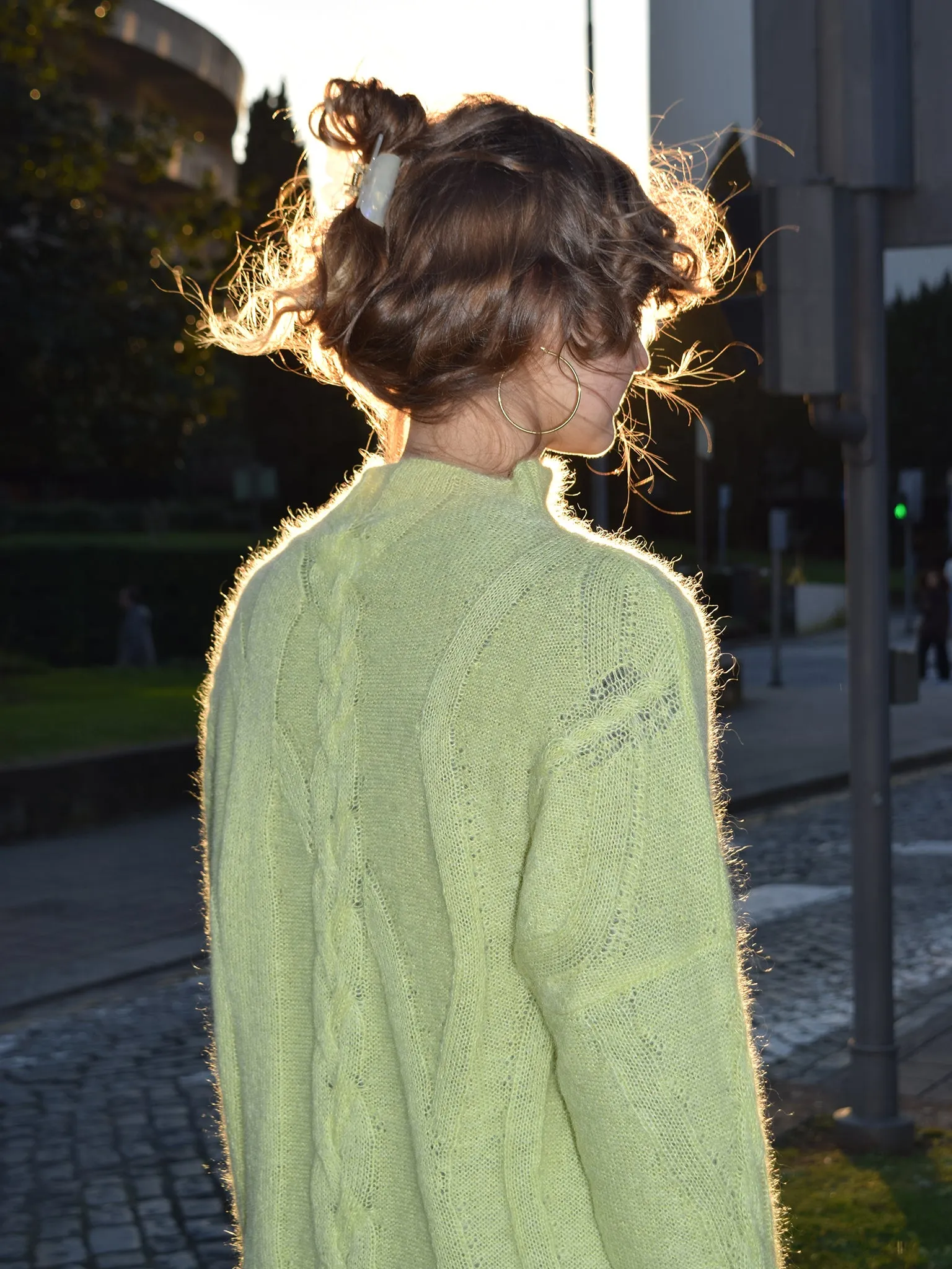 Cable pullover, lime