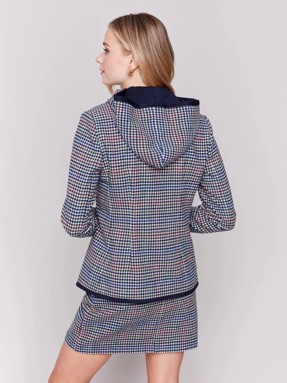 Charlie B Plaid Blazer with Removable Hood - C6314-091C