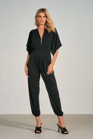 Deep V Short Sleeve Jumpsuit