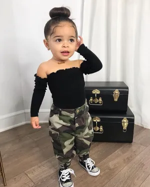 Girls' Stylish Camouflage & Tie-Dye Two-Piece Outfit