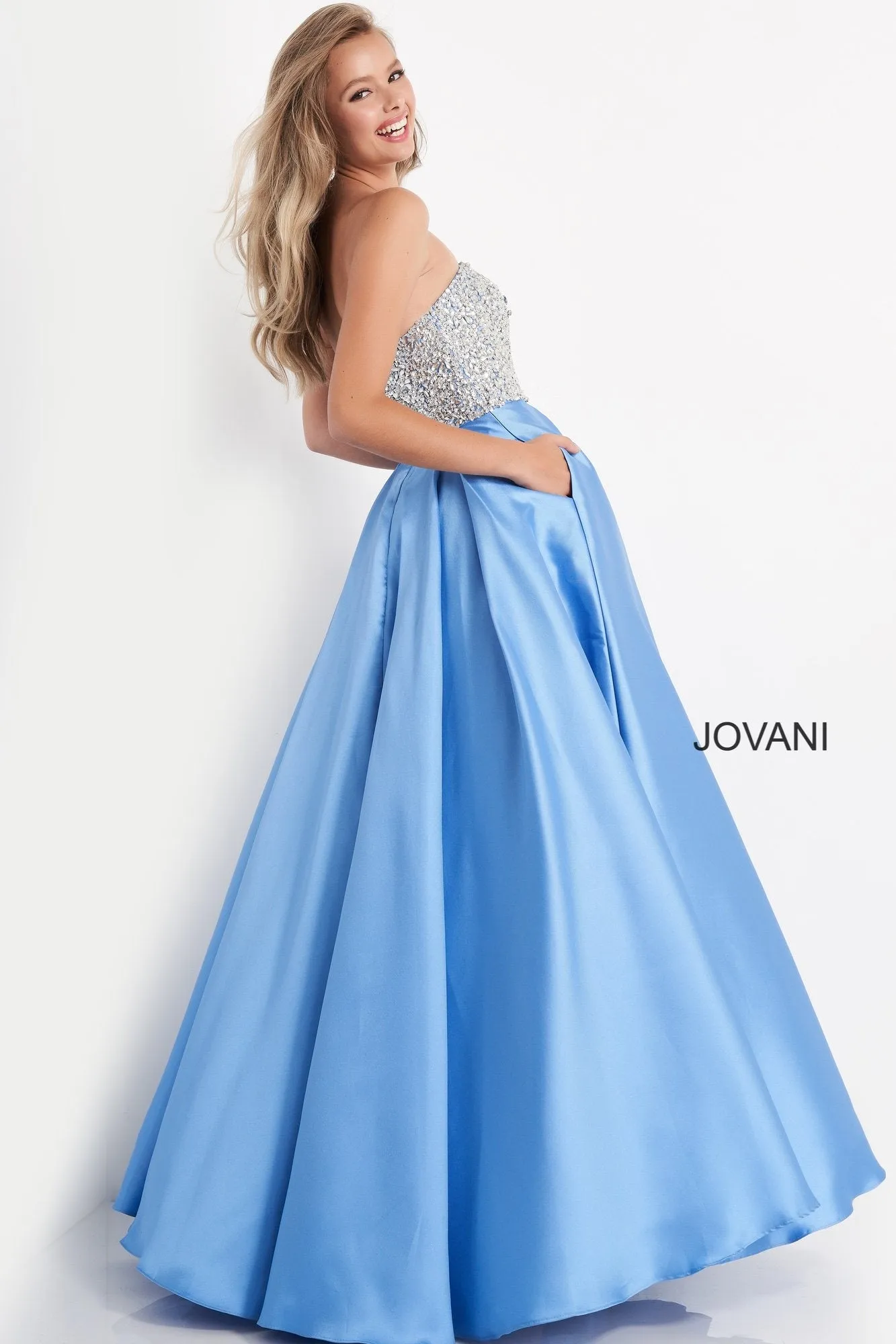 Jovani Kids k66689 Girls Pleated A Line Ballgown Formal Gown Pageant Dress Crystal
