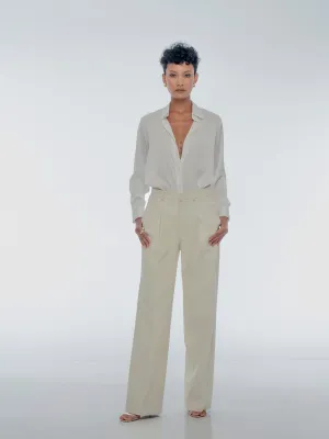MARGO TAILORED LEATHER PANT - COCONUT