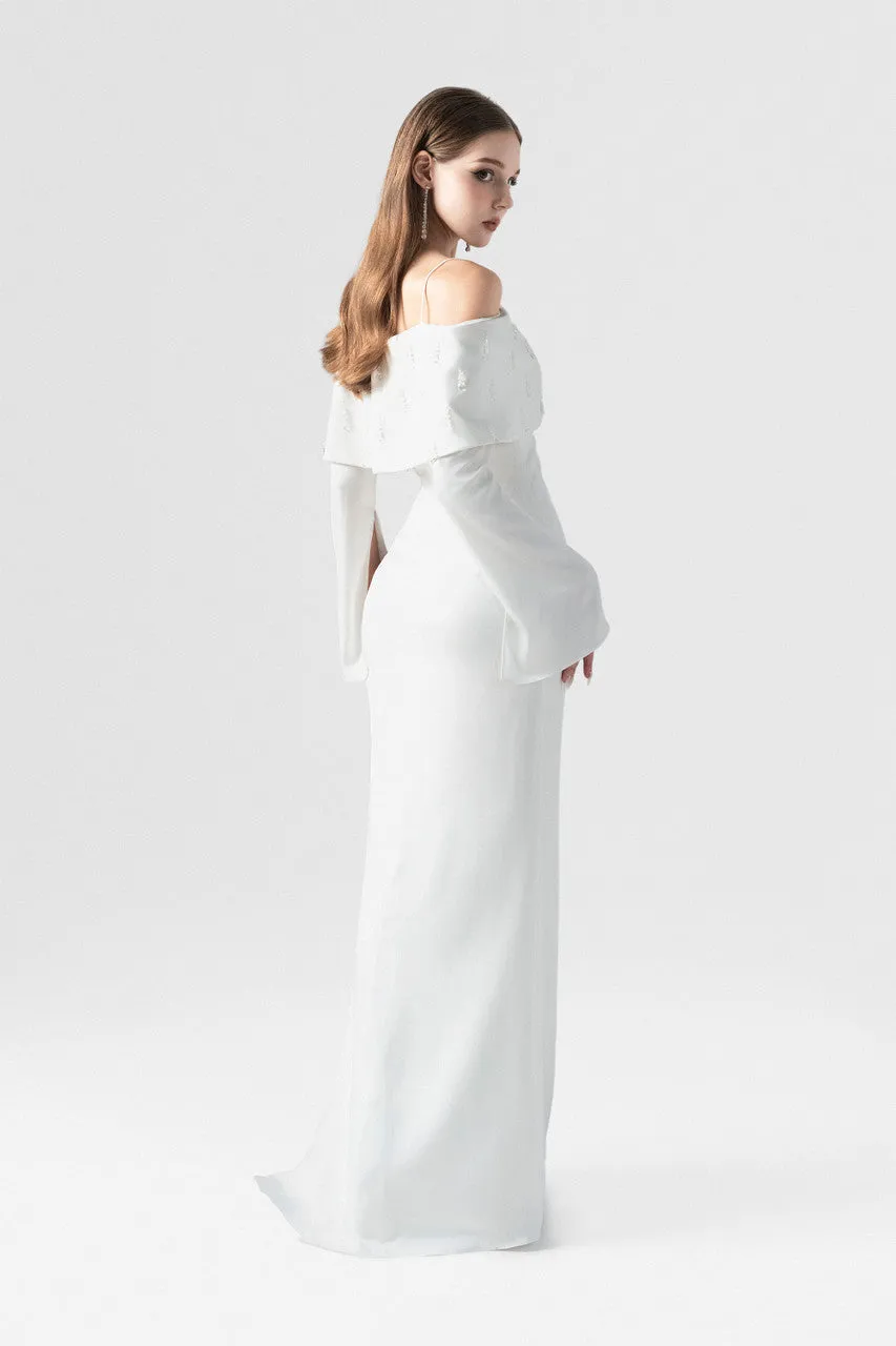 Off-Shoulder Crystal Embellished Silk Gown
